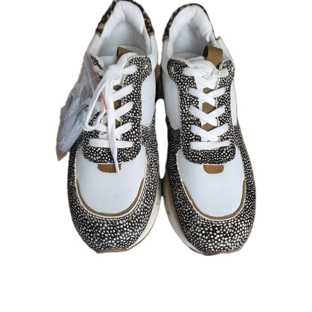 Madewell Kickoff Trainer Sneaker Spotted Animal Print Leather Calf Hair Size 8.5